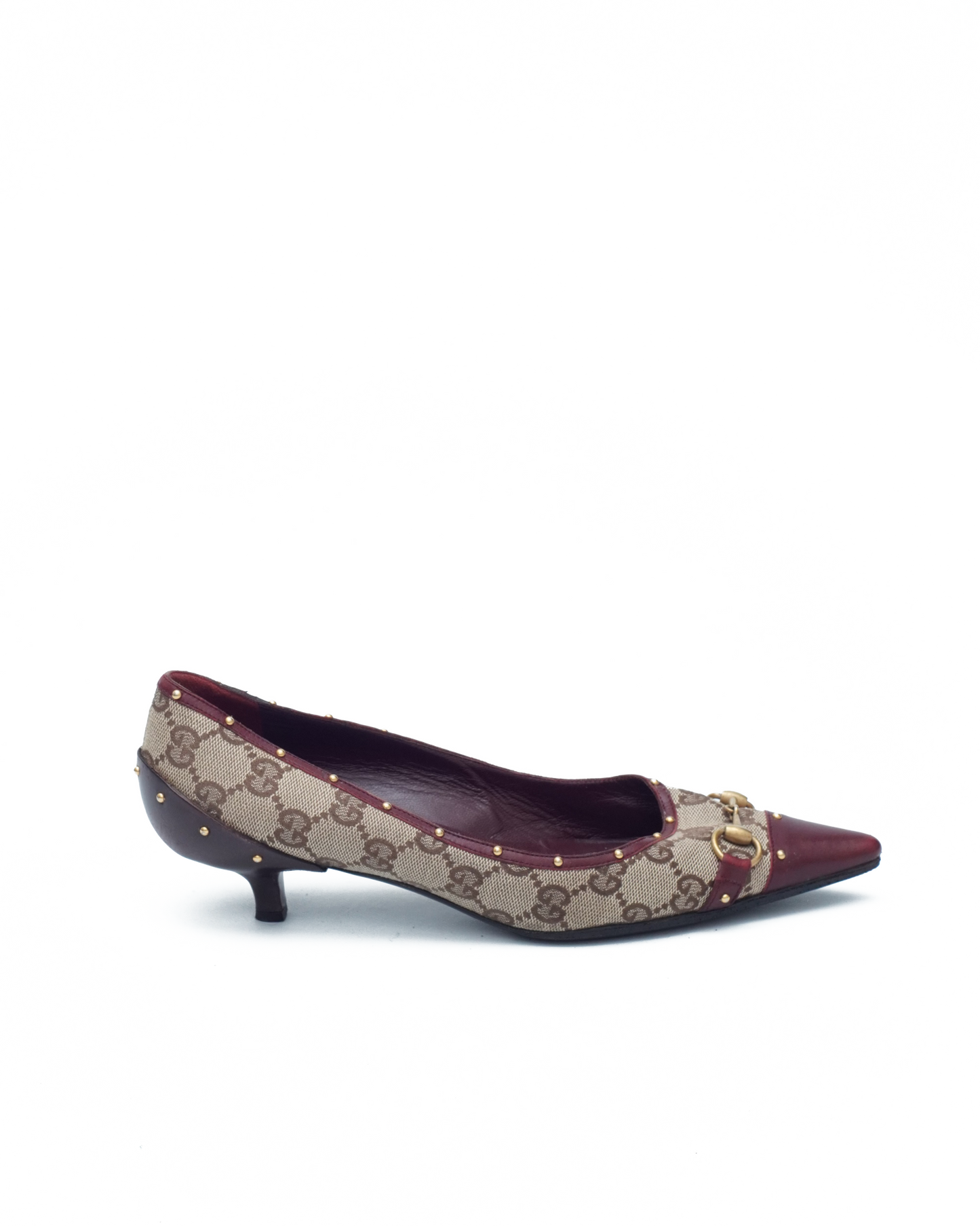 GUCCI MONOGRAM KITTEN HEELS