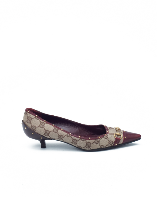 GUCCI MONOGRAM KITTEN HEELS