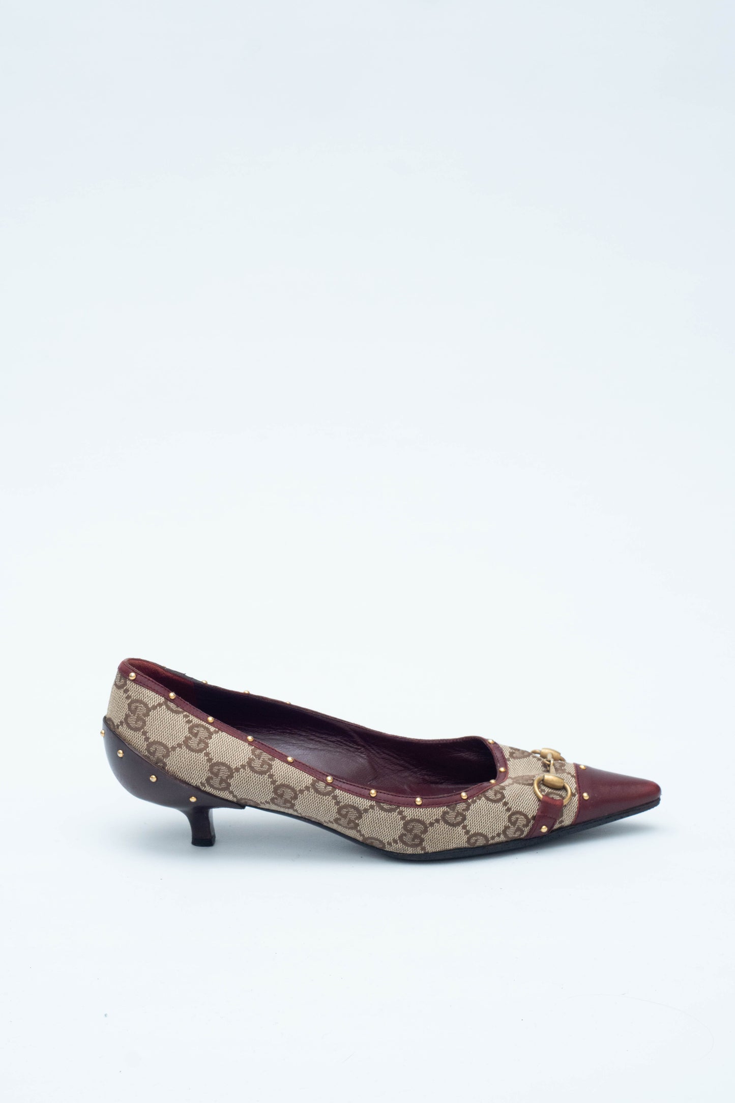 GUCCI MONOGRAM KITTEN HEELS