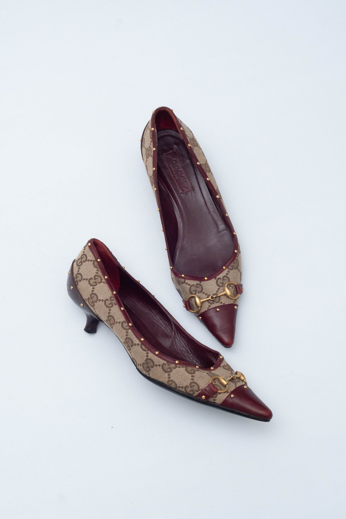 GUCCI MONOGRAM KITTEN HEELS