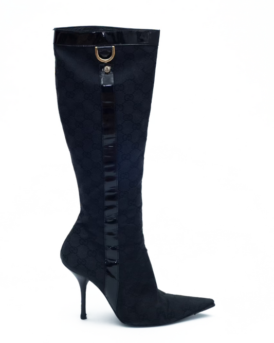GUCCI BLACK MONOGRAM BOOTS