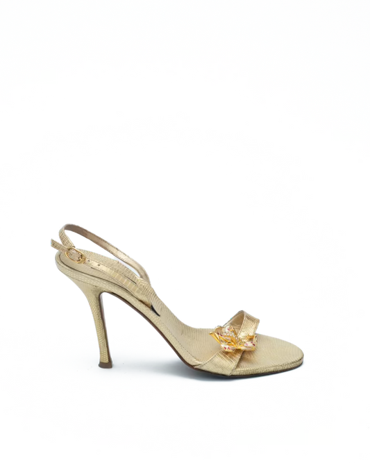 LE SILLA GOLD FLOWERS SANDALS