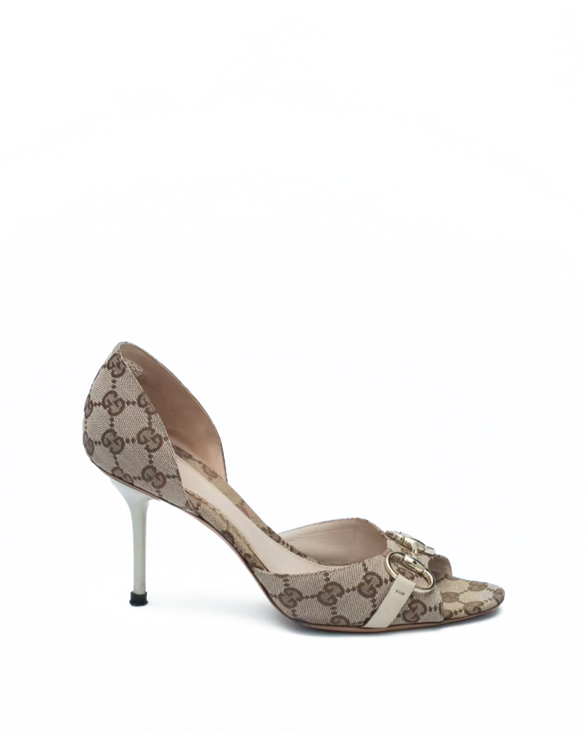 GUCCI WHITE HORSEBIT SANDALS