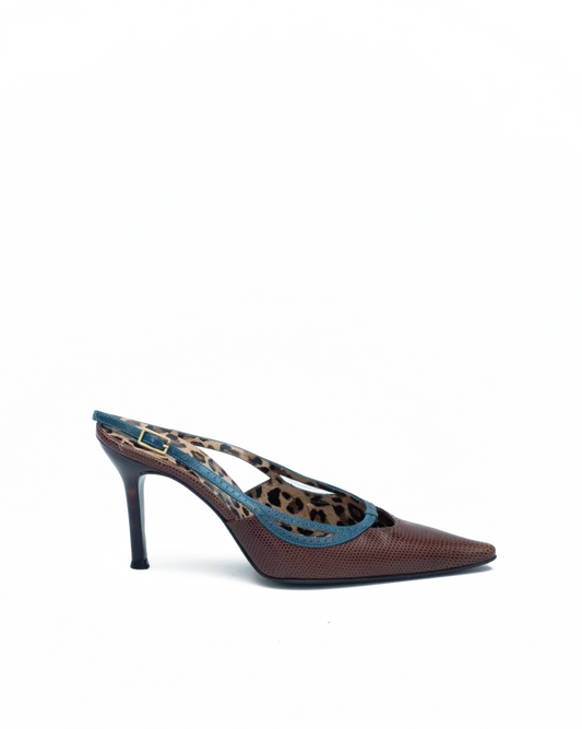 DOLCE & GABBANA BROWN SLINGBACKS