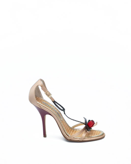 DSQUARED RAFFIA ROSE SANDALS