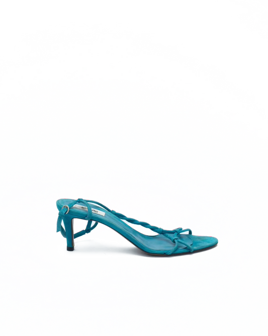 MOSCHINO TURQUOISE SUEDE SANDALS