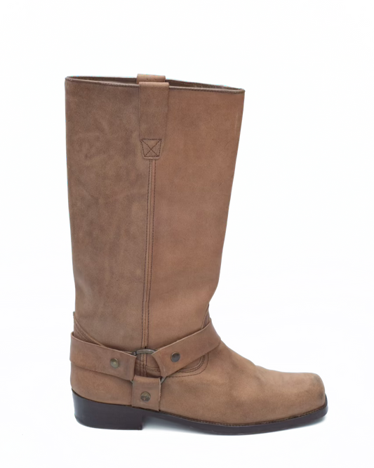 VINTAGE BEIGE LEATHER MAN BOOTS