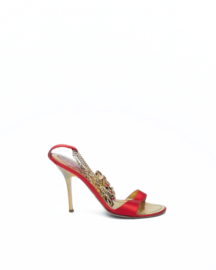 RENE CAOVILLA RED BOW HEELS