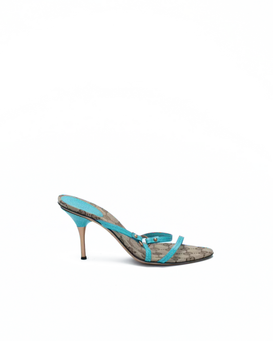 GUCCI TURQUOISE STRAP SANDALS