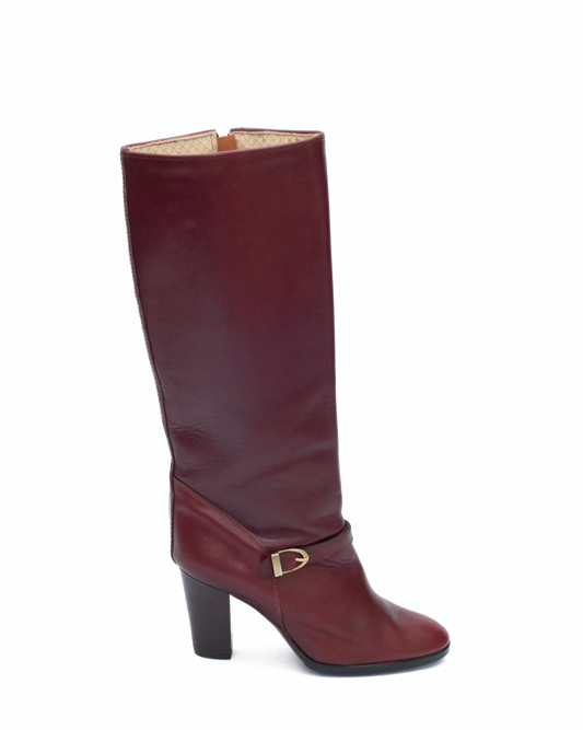 VINTAGE BORDEAUX LEATHER BOOTS