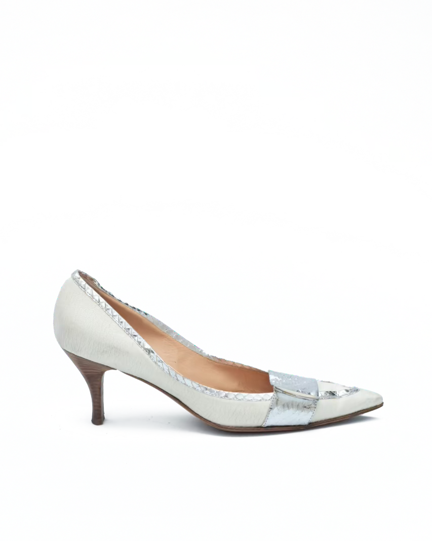 CASADEI WHITE LEATHER HEELS