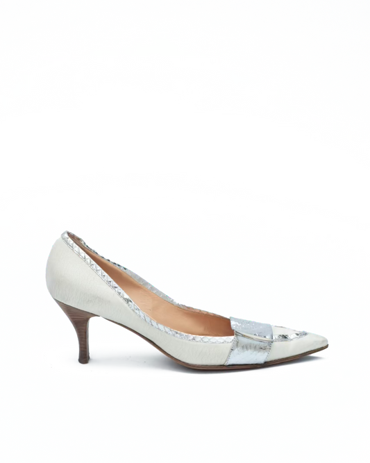 CASADEI WHITE LEATHER HEELS