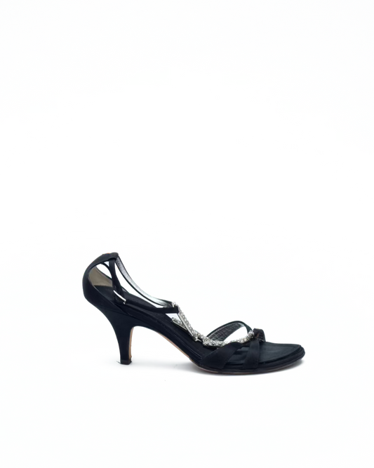 ZANOTTI RHINESTONES BLACK SANDALS