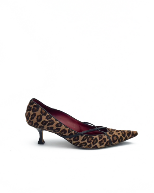 MANOLO BLAHNIK PONYSKIN KITTEN HEELS